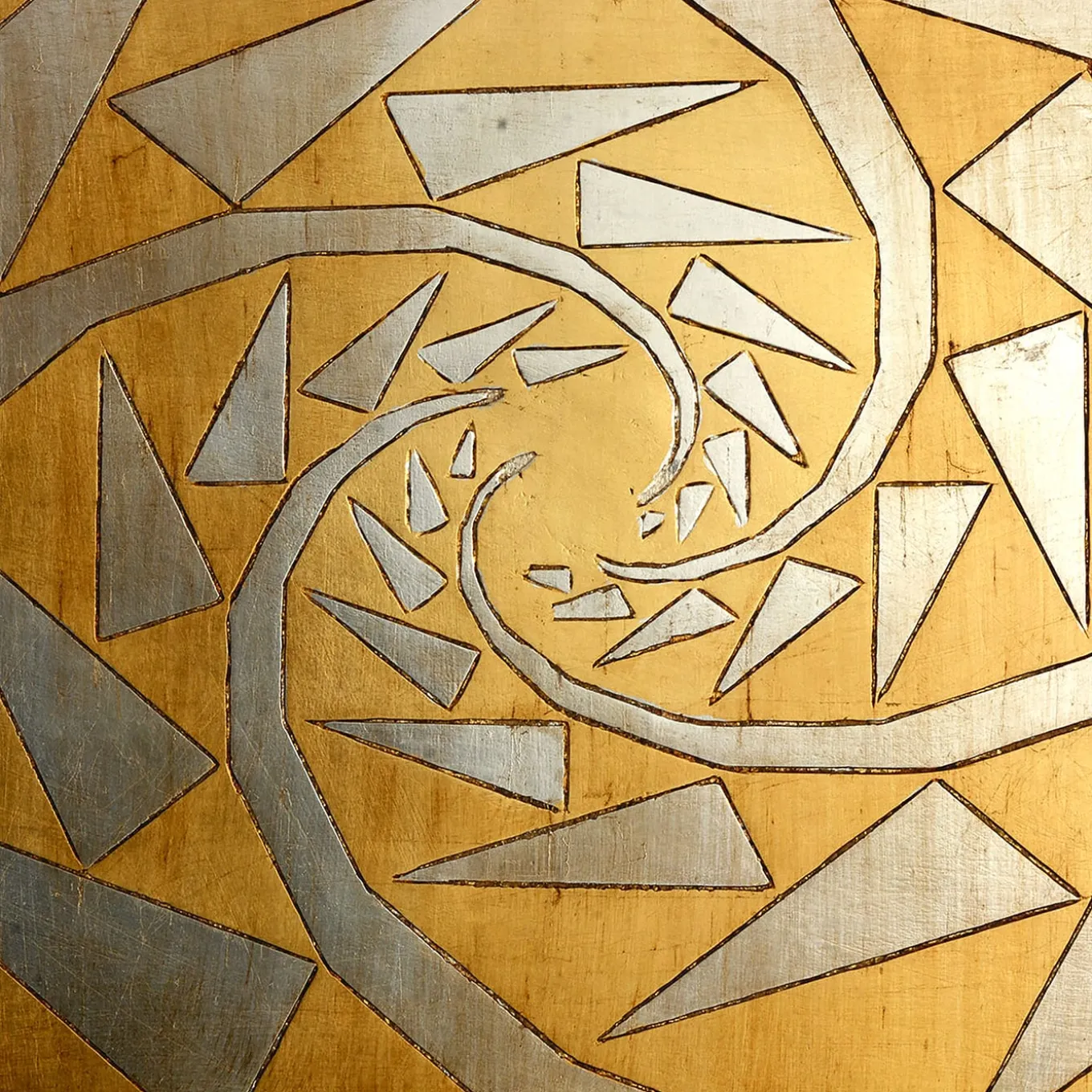 Broken Attraction Carved wood with gold & silver leaf by Giuseppe Caiafa