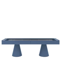 Brooklyn Blue Metal with iroko wood details Shuffleboard Gaming Table