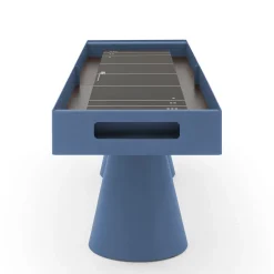 Brooklyn Blue Metal with iroko wood details Shuffleboard Gaming Table