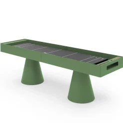 Brooklyn Green Metal with iroko wood details Shuffleboard Gaming Table