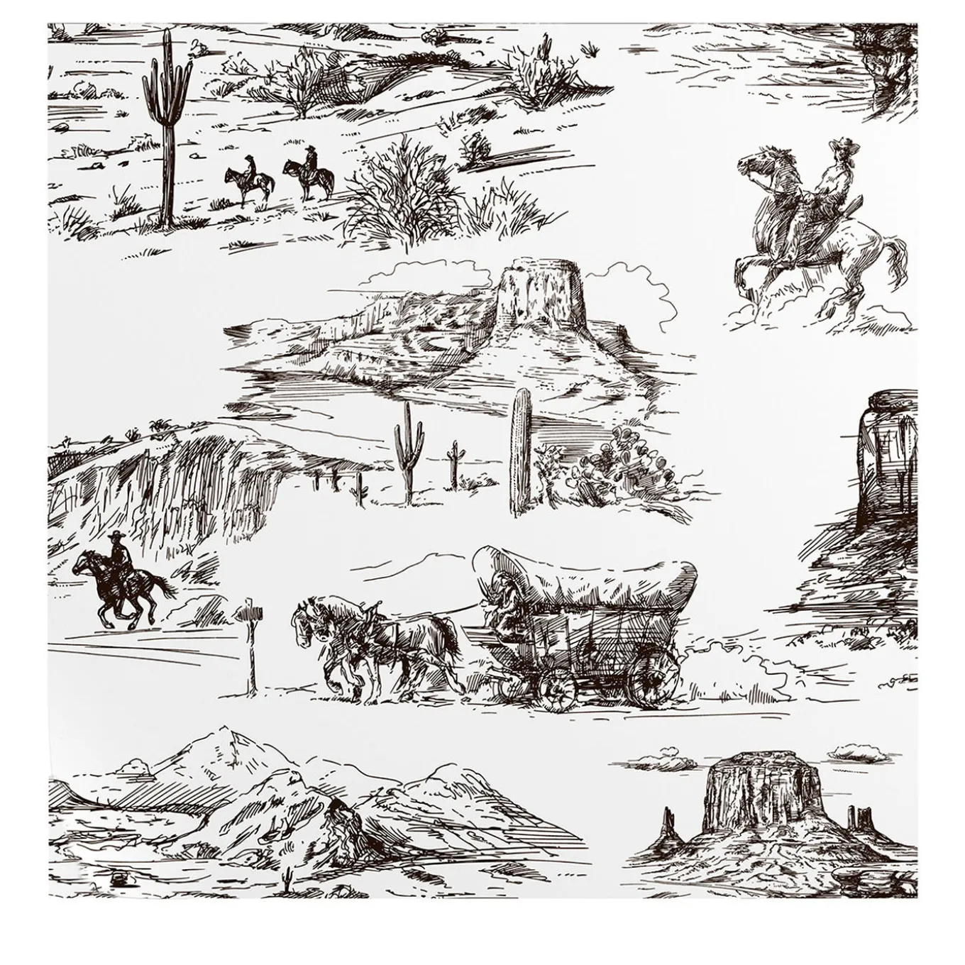 Brown and White Western Wallpaper in Retro Comics Style