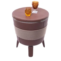 Brown Faux-Leather Coffee Table with Integrated Cooler #1