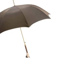 Brown Umbrella with French Bulldog Handle