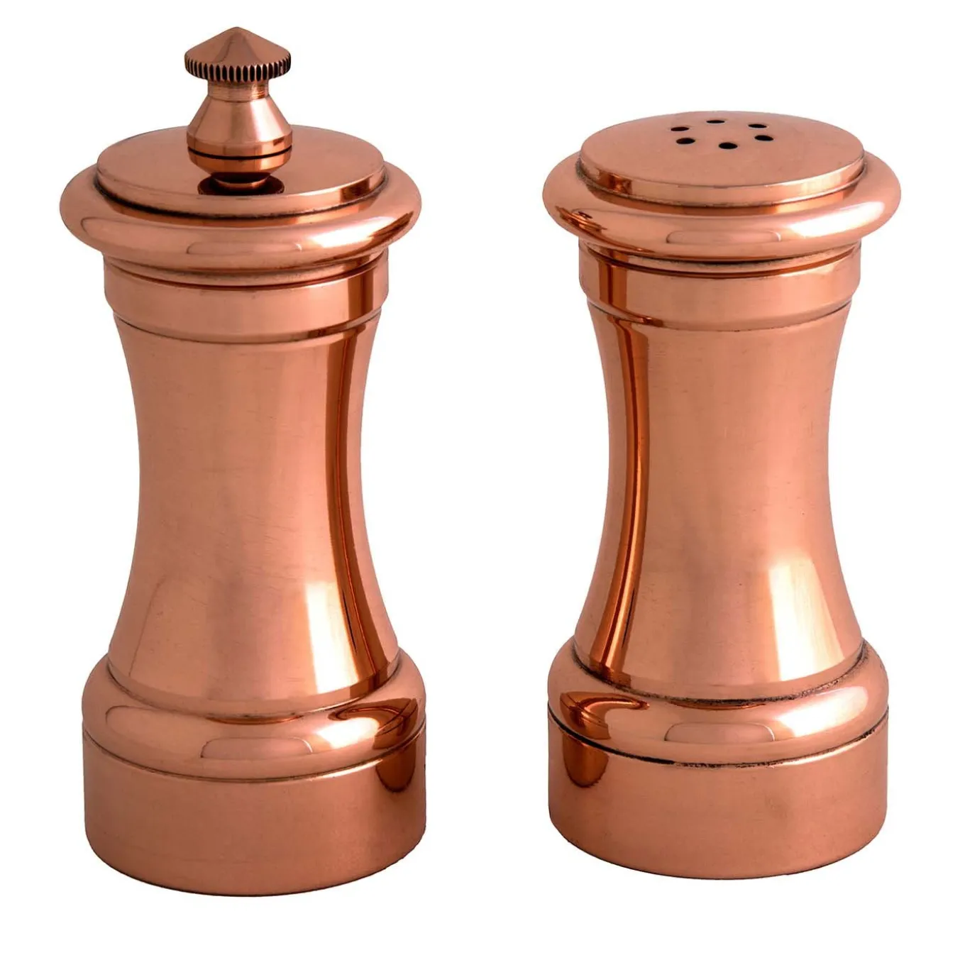Brushed Copper Plated Brass Pepper Mill And Salt Shaker