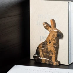 Bunny Set of 2 Black & Gold Bookends by Alessandra Grasso