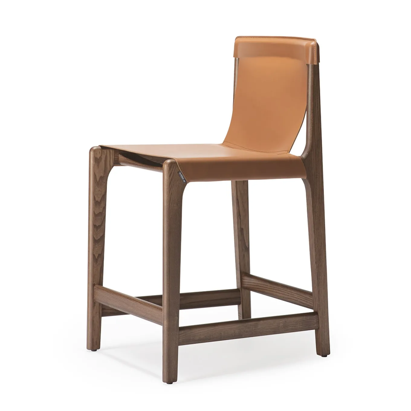 Burano/sg 24 Brown Leather Counter Stool by Balutto Associati