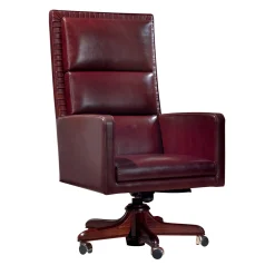 Burgundy Leather Tall Armchair