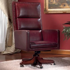 Burgundy Leather Tall Armchair