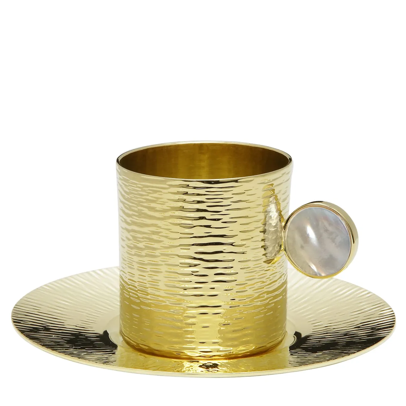 Bus Demitasse Gold plated Cup with Saucer and Stirring Stick