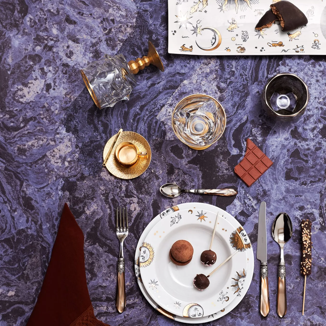 Bus Demitasse Gold plated Cup with Saucer and Stirring Stick