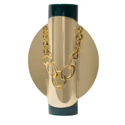 Bustier Totem 2 Green ceramic with metal details Vase