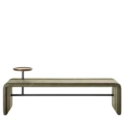 Butter Leather Bench with Tray