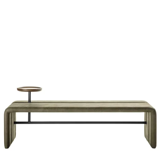 Butter Leather Bench with Tray