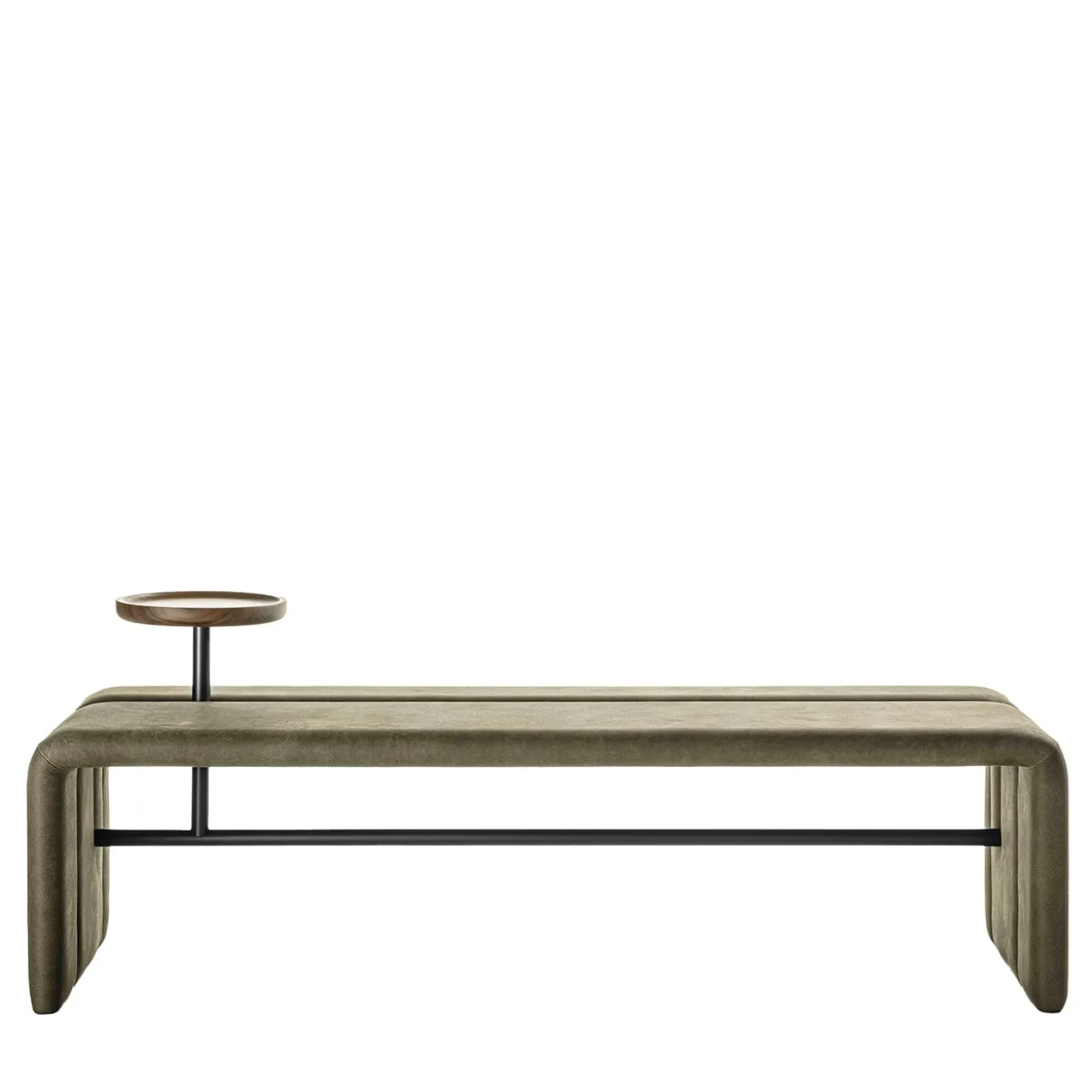 Butter Leather Bench with Tray