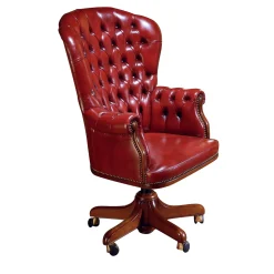 Buttoned Red Leather Armchair