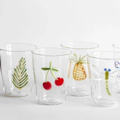 Cabinet De Curiosités Set Of 6 Water Glasses With Natural Elements