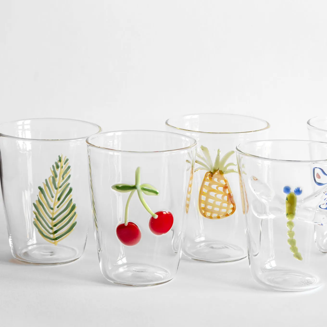Cabinet De Curiosités Set Of 6 Water Glasses With Natural Elements