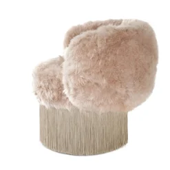 Cachemire Fur Pirouette Swivel Armchair by Lorenza Bozzoli