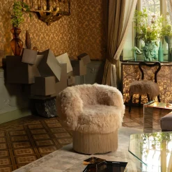 Cachemire Fur Pirouette Swivel Armchair by Lorenza Bozzoli