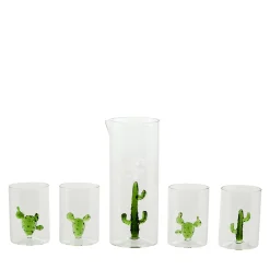 Cactus Set of 4 Glasses and Pitcher