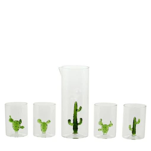 Cactus Set of 4 Glasses and Pitcher