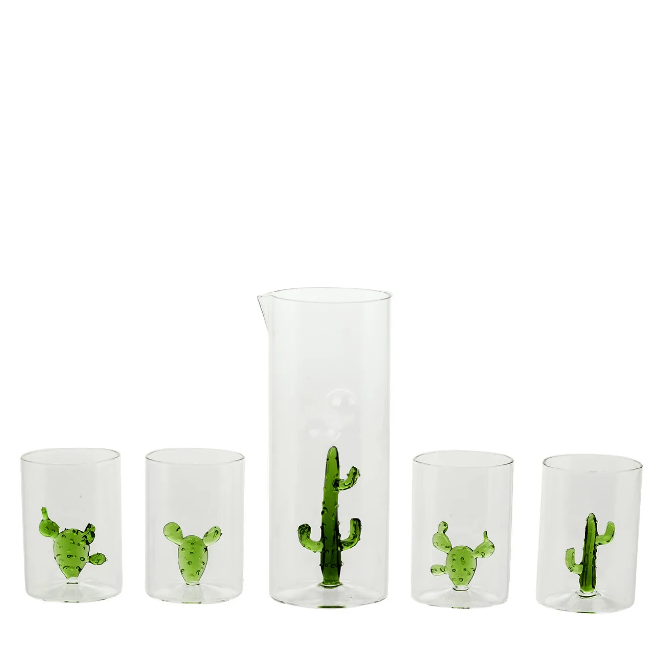 Cactus Set of 4 Glasses and Pitcher