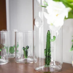 Cactus Set of 4 Glasses and Pitcher