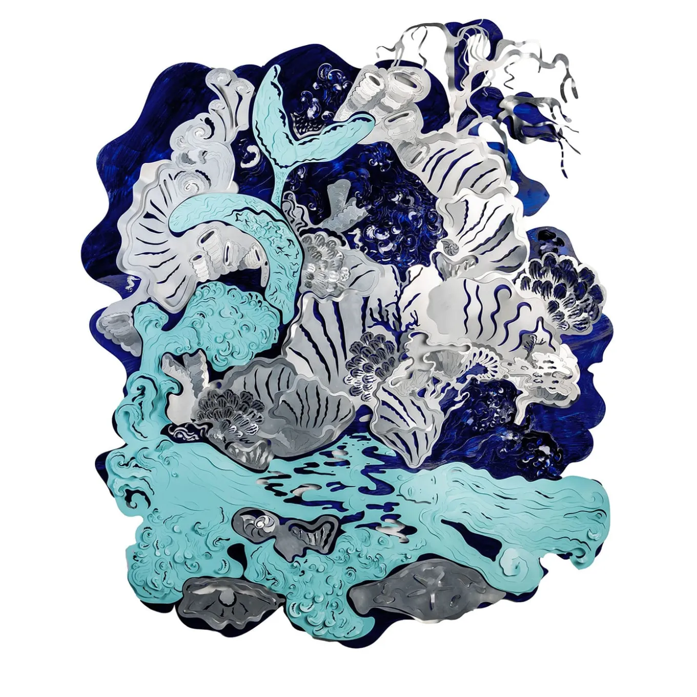 Caelum Contingo Blu Di Prussia Wall Sculpture by Matteo Cibic