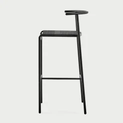 Café Chair Black Bar Stool with Black Rubber Straps Seat