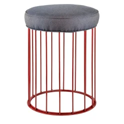 Cage Carmine Red Iron Stool