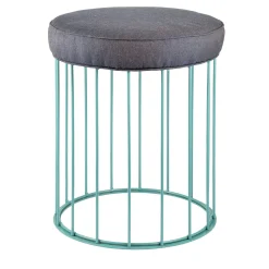 Cage Turquoise Blue Iron Stool