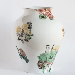 Cairo Amphora Porcelain Vase With Flowers And Architectures H27Cm