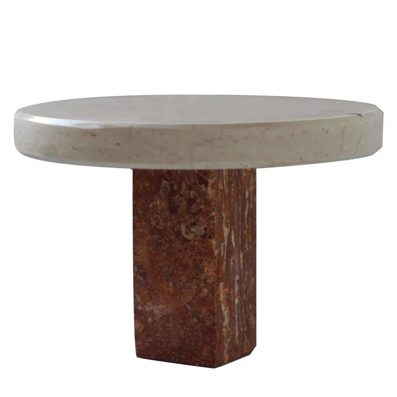 Cake Stand in Apulia Stone and Red Travertine Marble
