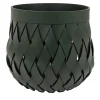 Canaria Medium Braided Dark Green Leather Basket