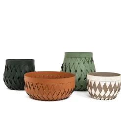 Canaria Medium Braided Dark Green Leather Basket