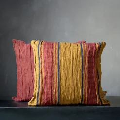 Canarium Square Striped Polychrome Velvet Cushion