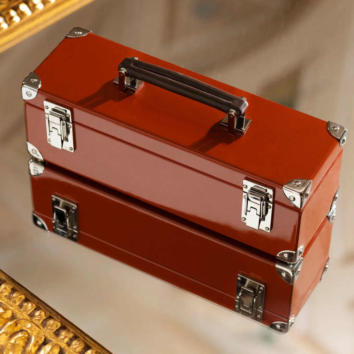Cannes Orange Bottle Trunk with Chrome Details