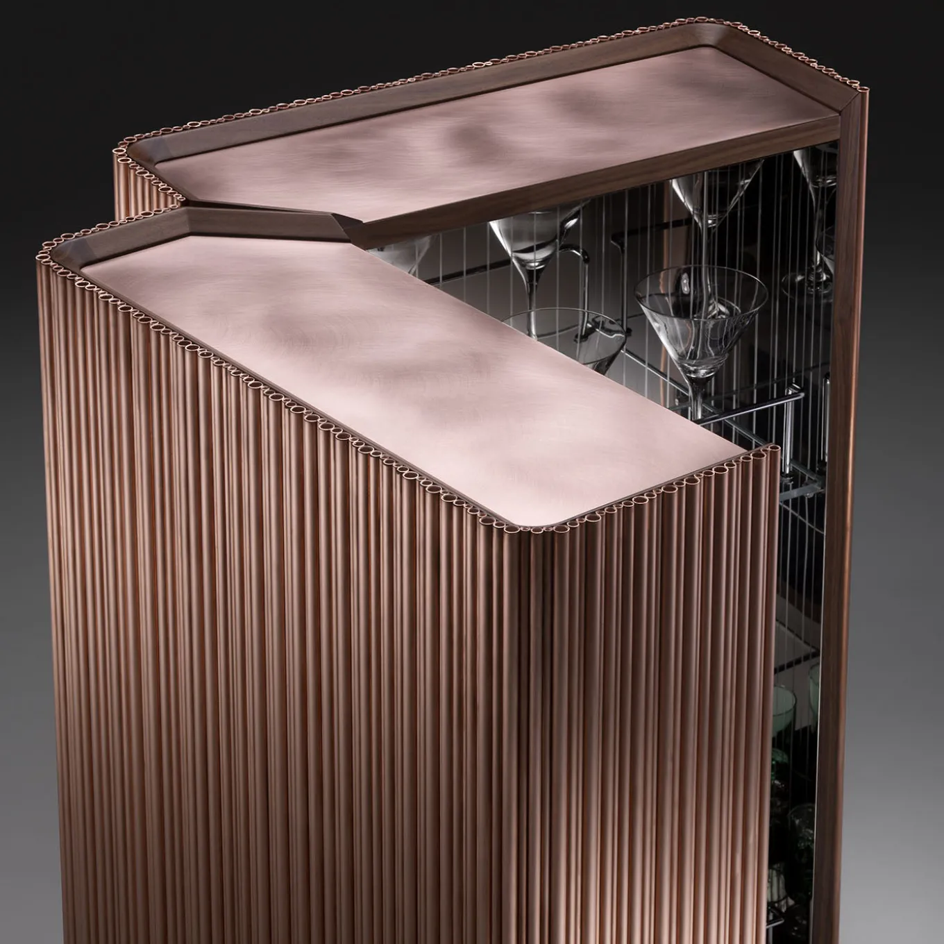 Canneto Barista Brushed Copper Bar Cabinet by Adriano Design