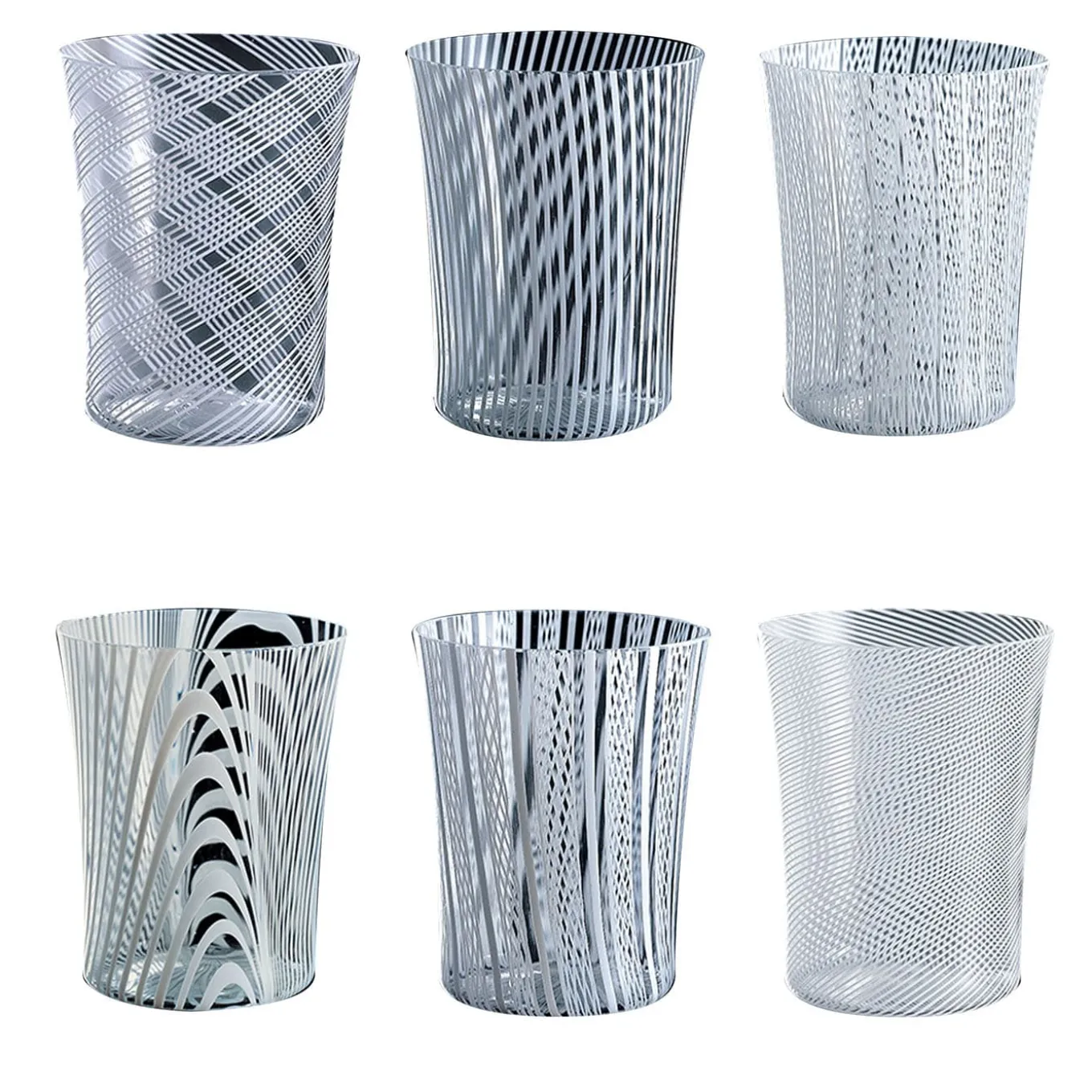 Canova Set of 6 White-Filigree Water Glasses by Stefano Marcato