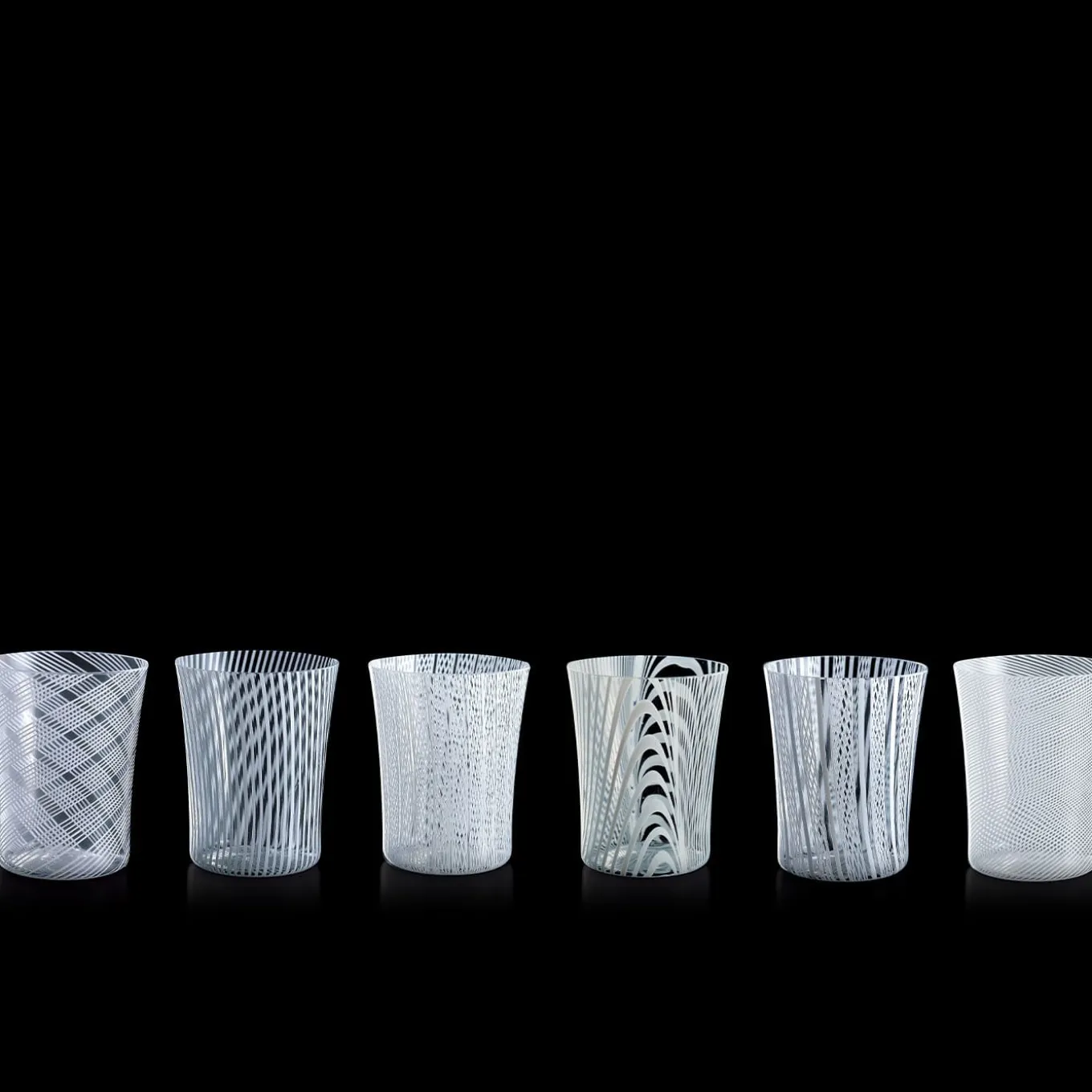 Canova Set of 6 White-Filigree Water Glasses by Stefano Marcato