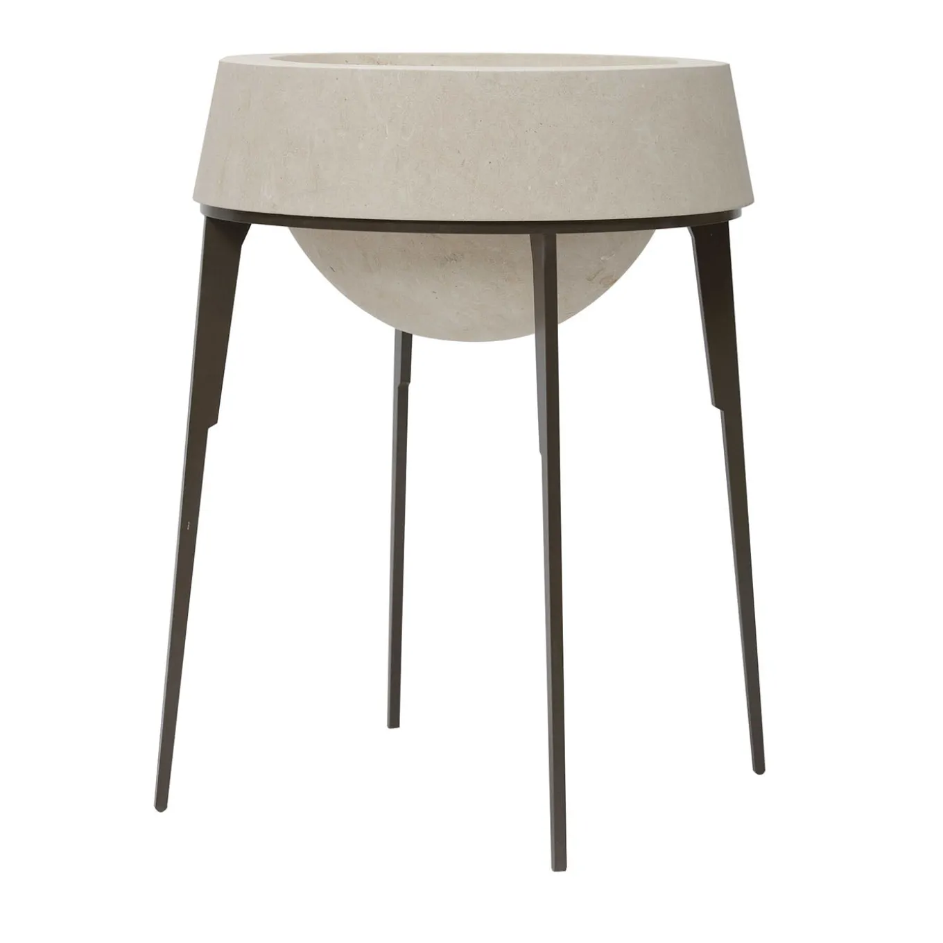 Capasa Large Iron & Lecce Limestone Vase by Silvio De Ponte