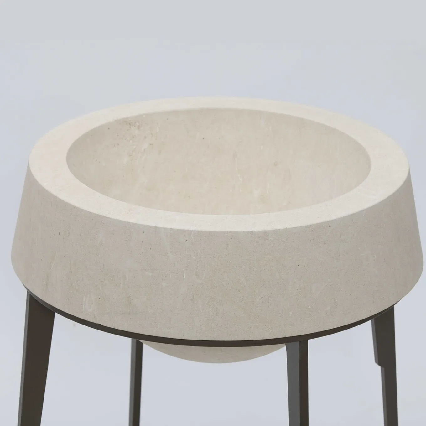 Capasa Large Iron & Lecce Limestone Vase by Silvio De Ponte