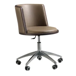 Carambola Brown Swivel Office Chair with Ash Wood Frame
