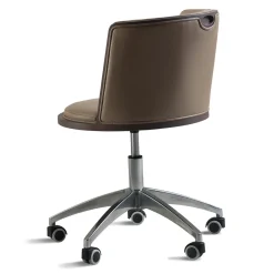 Carambola Brown Swivel Office Chair with Ash Wood Frame