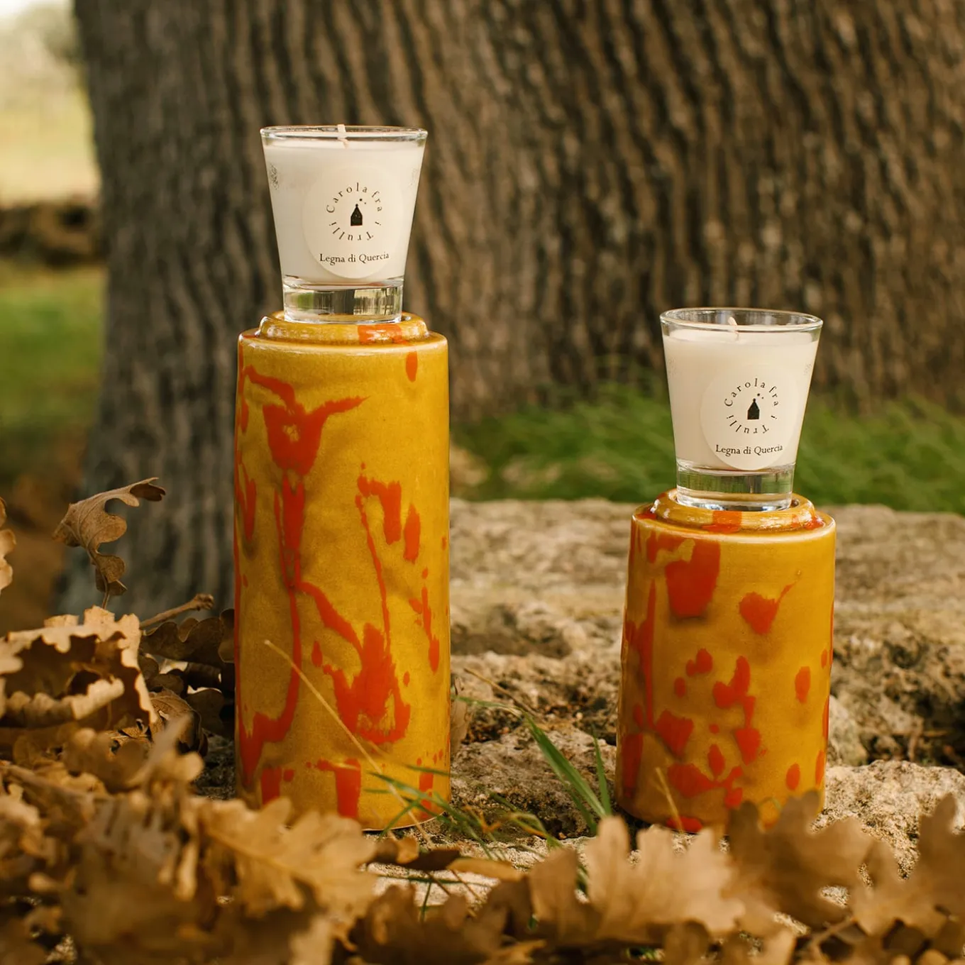 Caramel and Orange Totem with Scented Candle Fragrance Quercia