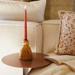 Caramel Ceramic Candlestick with 4 Scented Candles