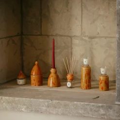 Caramel Ceramic Candlestick with 4 Scented Candles