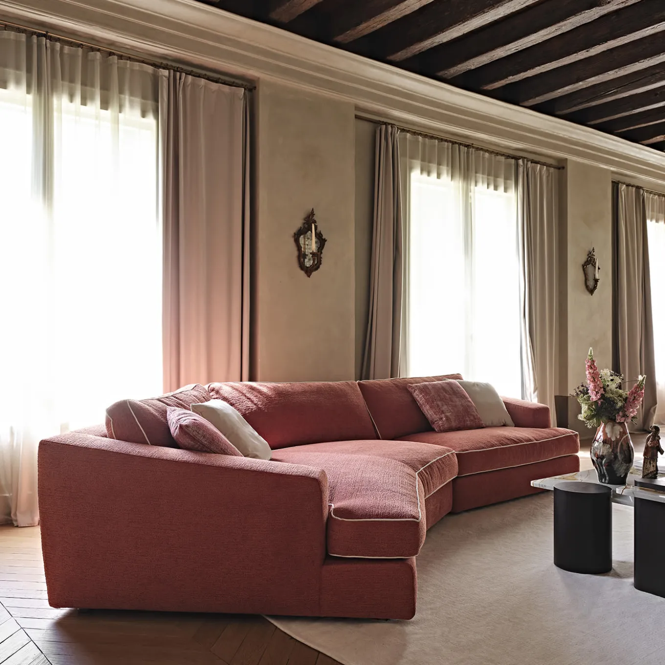 Carmelo Angular Red-Fabric Sofa