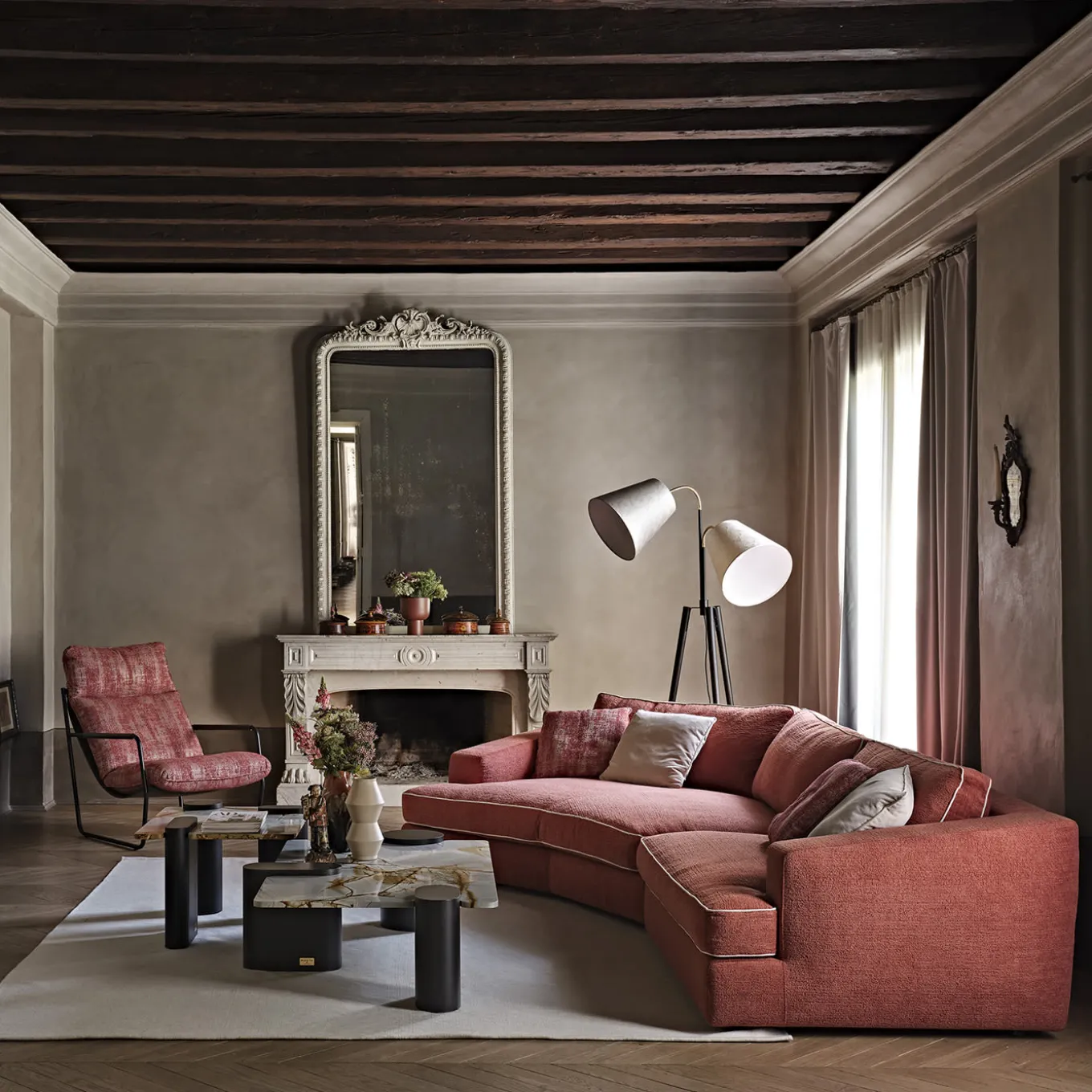 Carmelo Angular Red-Fabric Sofa