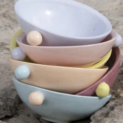 Carosello Set of 6 Multicolor Ceramic Small Cups and Spoons